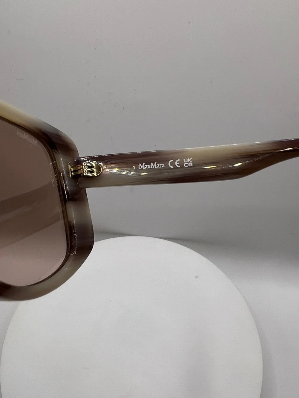NWOT. Authentic MaxMara Translucent Beige Shield Sunglasses with Brown Lenses